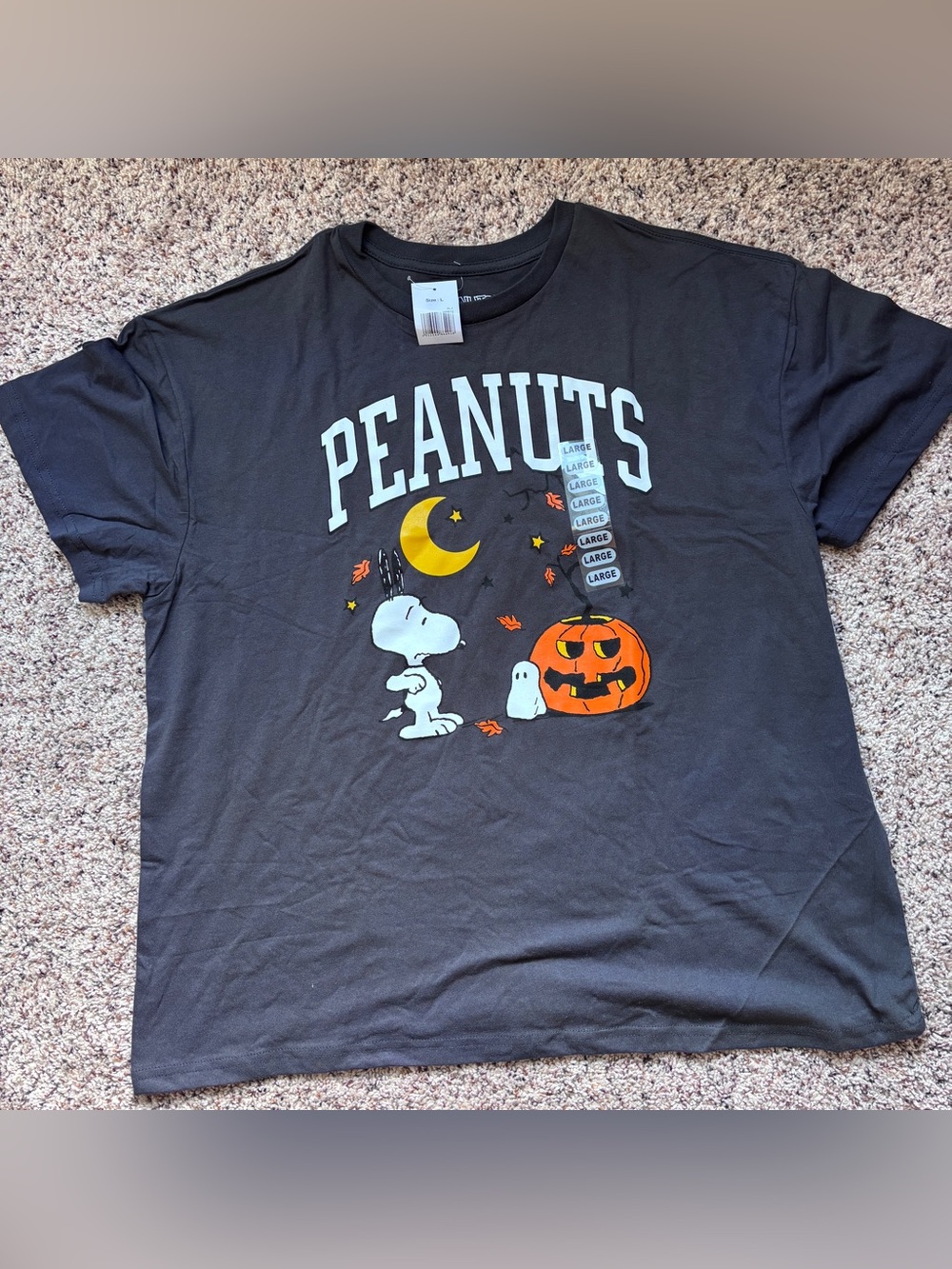 WOMEN'S Peanuts SNOOPY HALLOWEEN Pumpkin T-shirt Large NWT